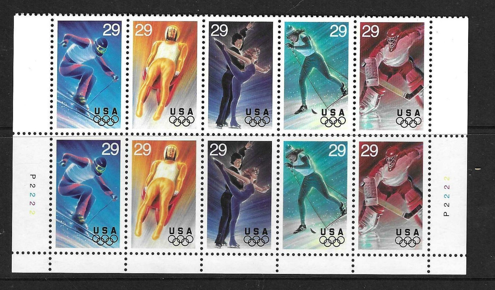 USA SC # 2811a Winter Olympic Games 1994 – Plate Number, Block 10 .MNH