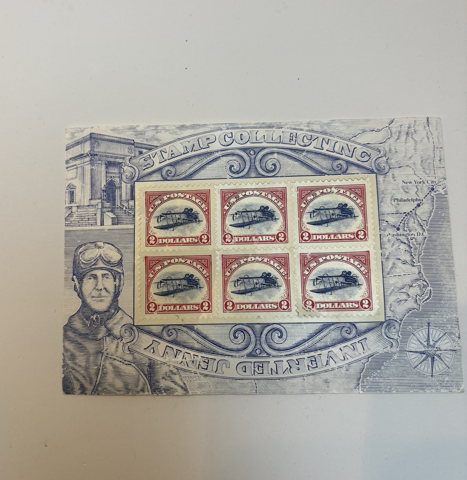 USPS Inverted Jenny $2 Airmail Stamp Block of 6 MNH Souvenir Sheet