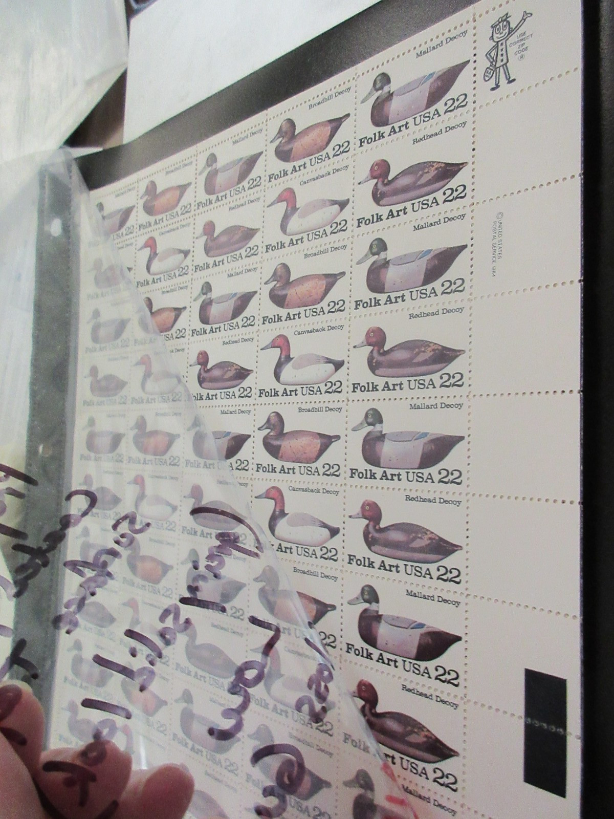 Mint NH US 22 Cent Duck Decoys Sheet X 15 Scott #2138-2141 FV $165.00