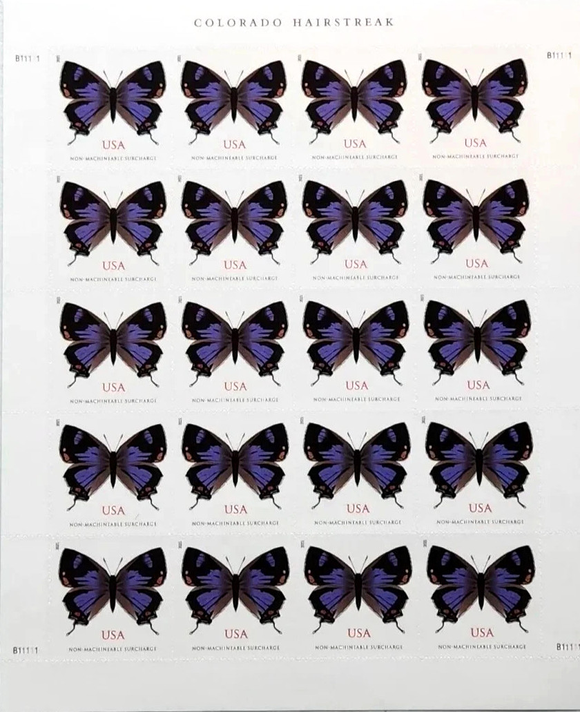 USPS Postage Stamps Sheet of 20 Non Machinable Colorado Hairstreak, $25.40 Value