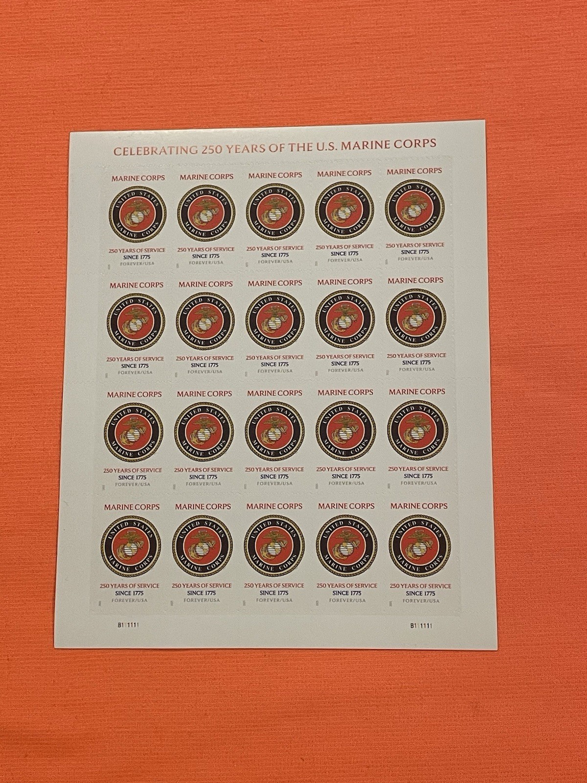 USPS Forever Stamps- US Marine Corps(2025) 250th Anniversary Single Stamp Random
