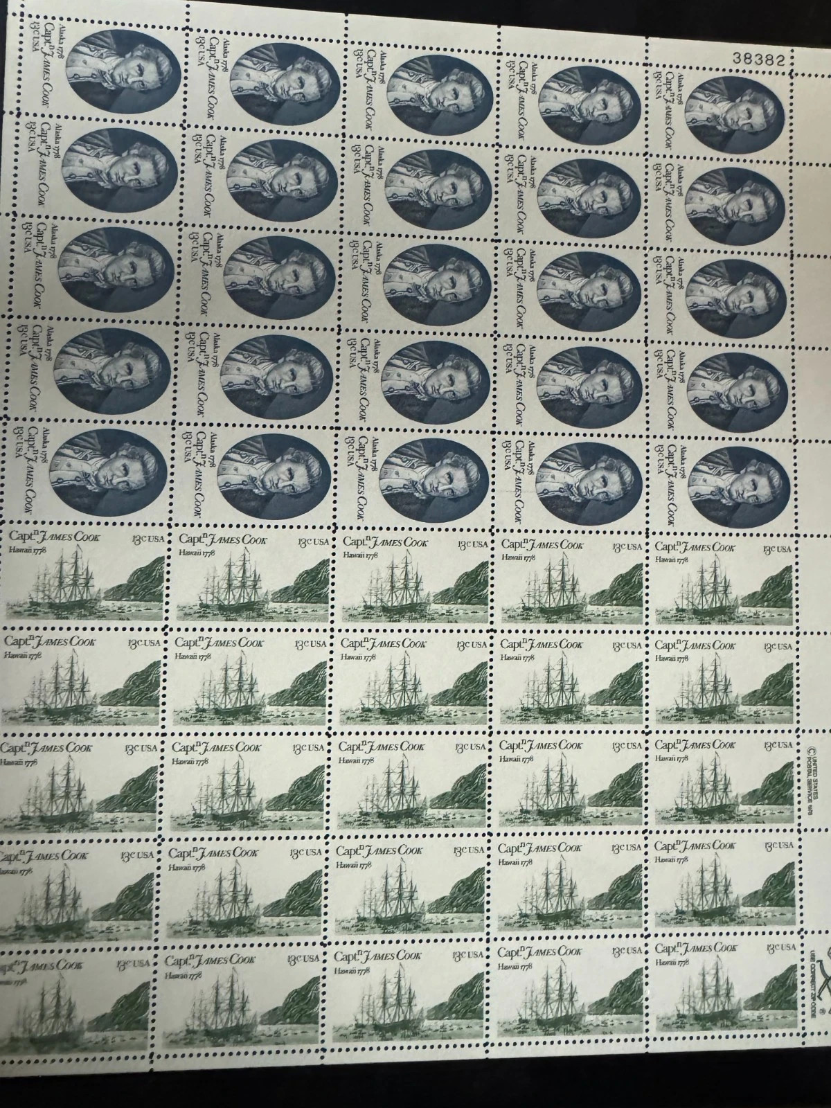 Bk 5 Scott #1732-1733 Captain James Cook Sheet of 50 13¢ Stamps (1978) MNH
