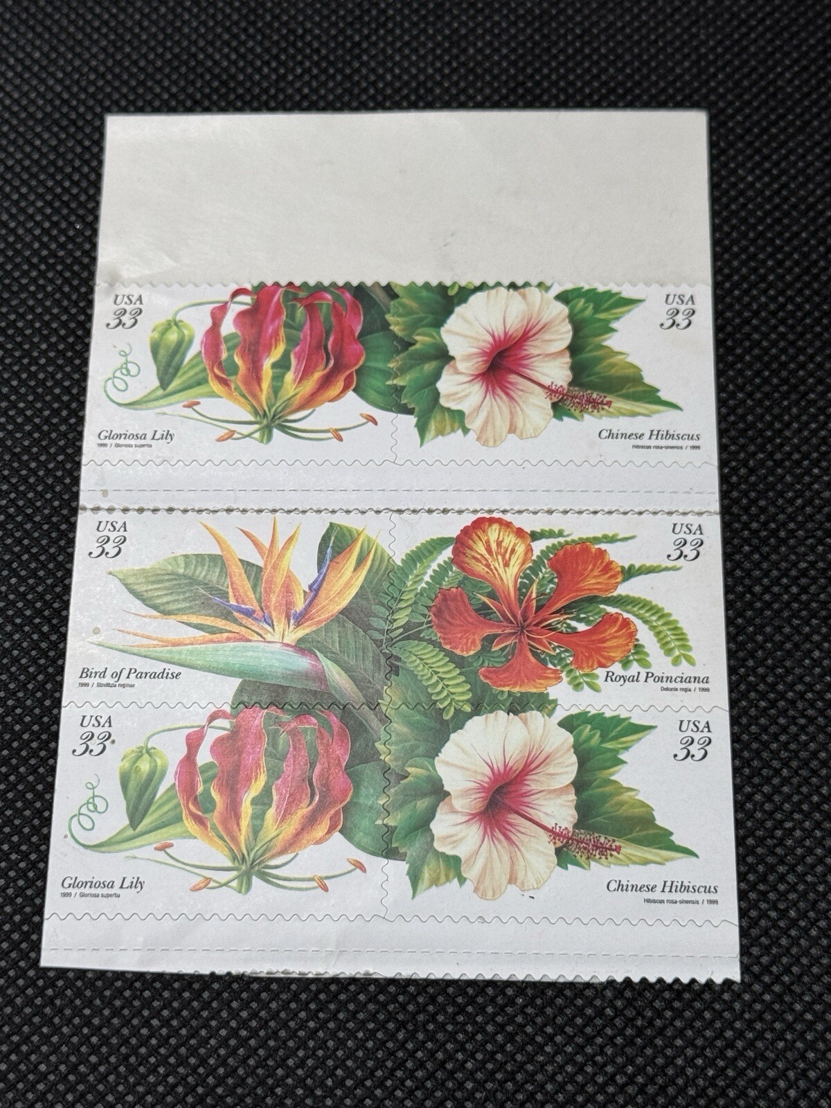 US SCOTT 3310 – 3313 BOOKLET OF 8 TROPICAL FLOWERS STAMPS 33 CENT FACE MNH