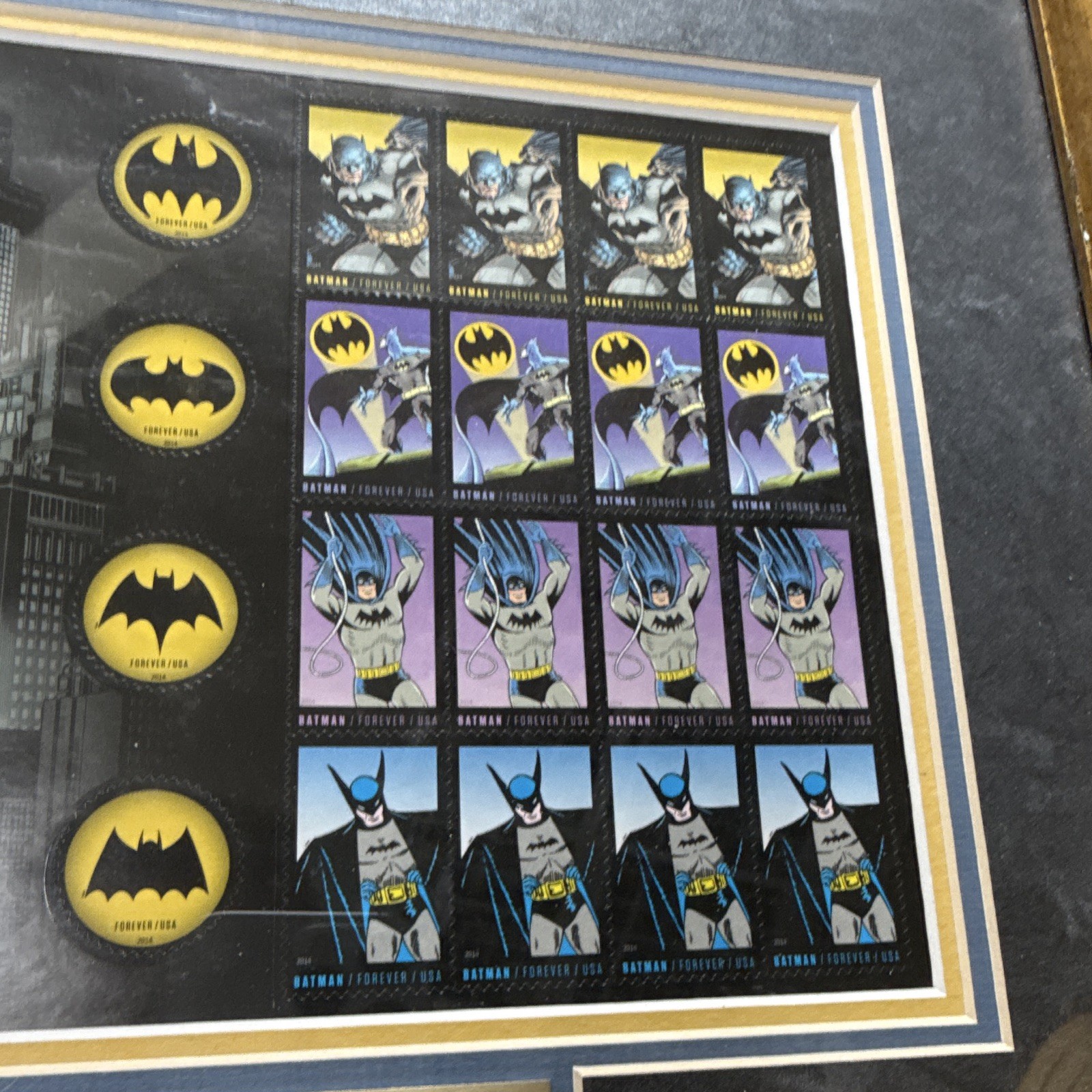 Batman USPS Forever Stamps Full Sheet Framed Display Plaque, Oct 9 2014