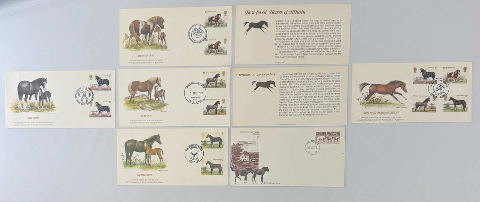 Best Loved Horses of Britain First Day Cover Collection 1978 6 Horse Themed FDC