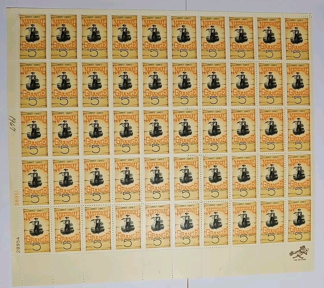 Stamp US Postage 5c 5 Cent Sheet OF 50 Stamps 1867-1967 National Grange
