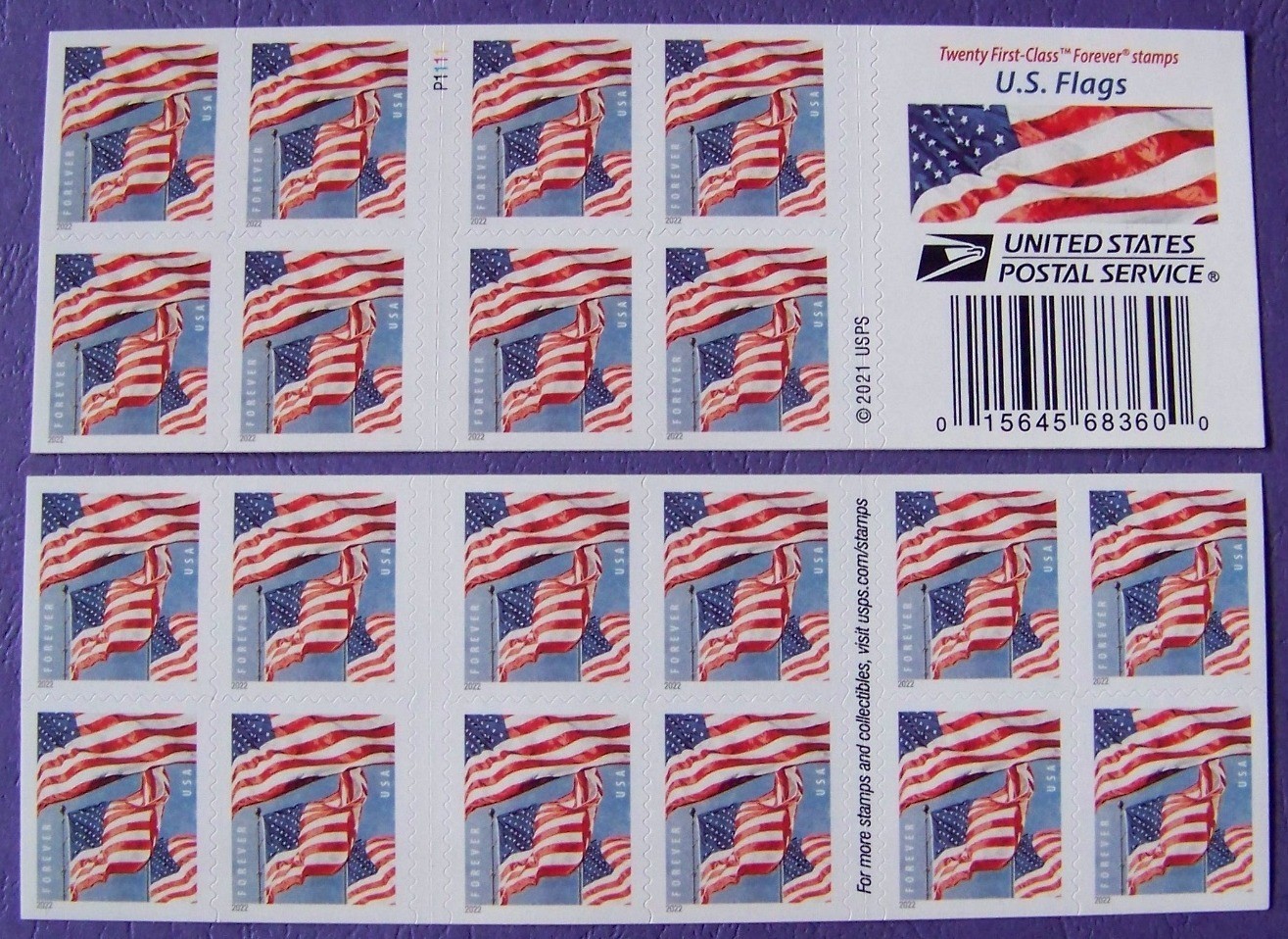US Flag Forever 2 Booklets Panes of 40 Total Stamps MNH