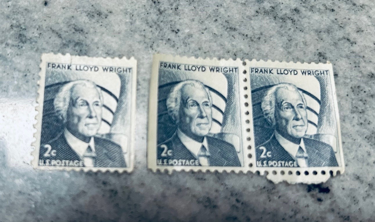 Rare Frank Lloyd Wright 2cent stamp, never used with original glue. #1280