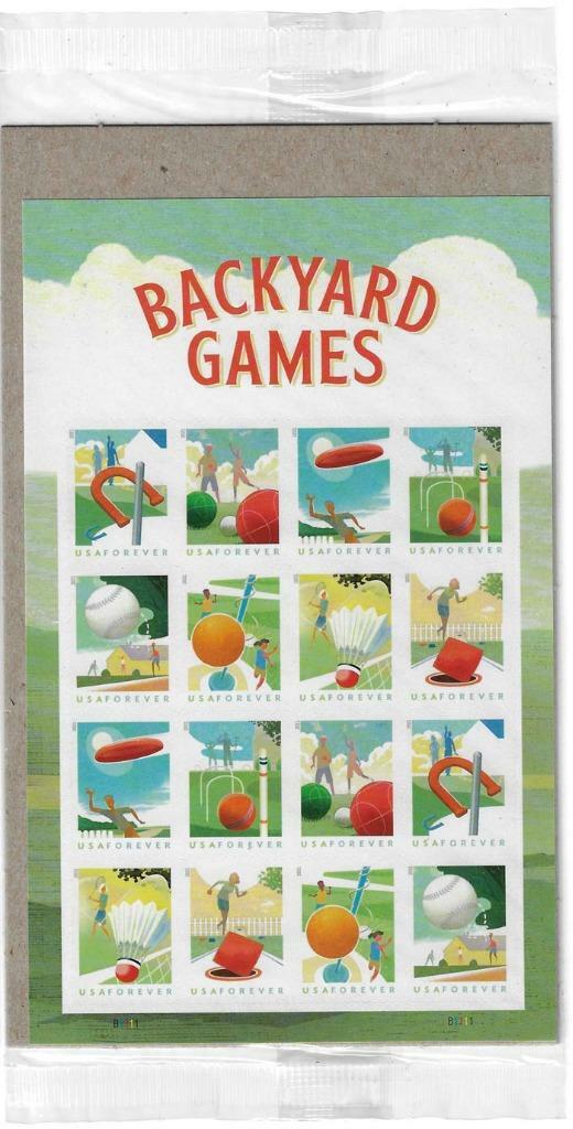 US SCOTT 5627-5634b (PANE OF 16) BACKYARD GAMES FOREVER STAMPS MNH