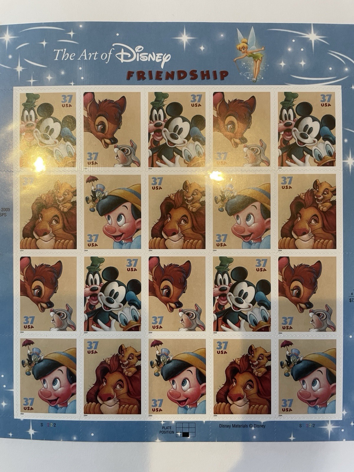 THE ART OF DISNEY Complete Set of 5 Differnt Full Sheets of 20 US Stamps 2004-08