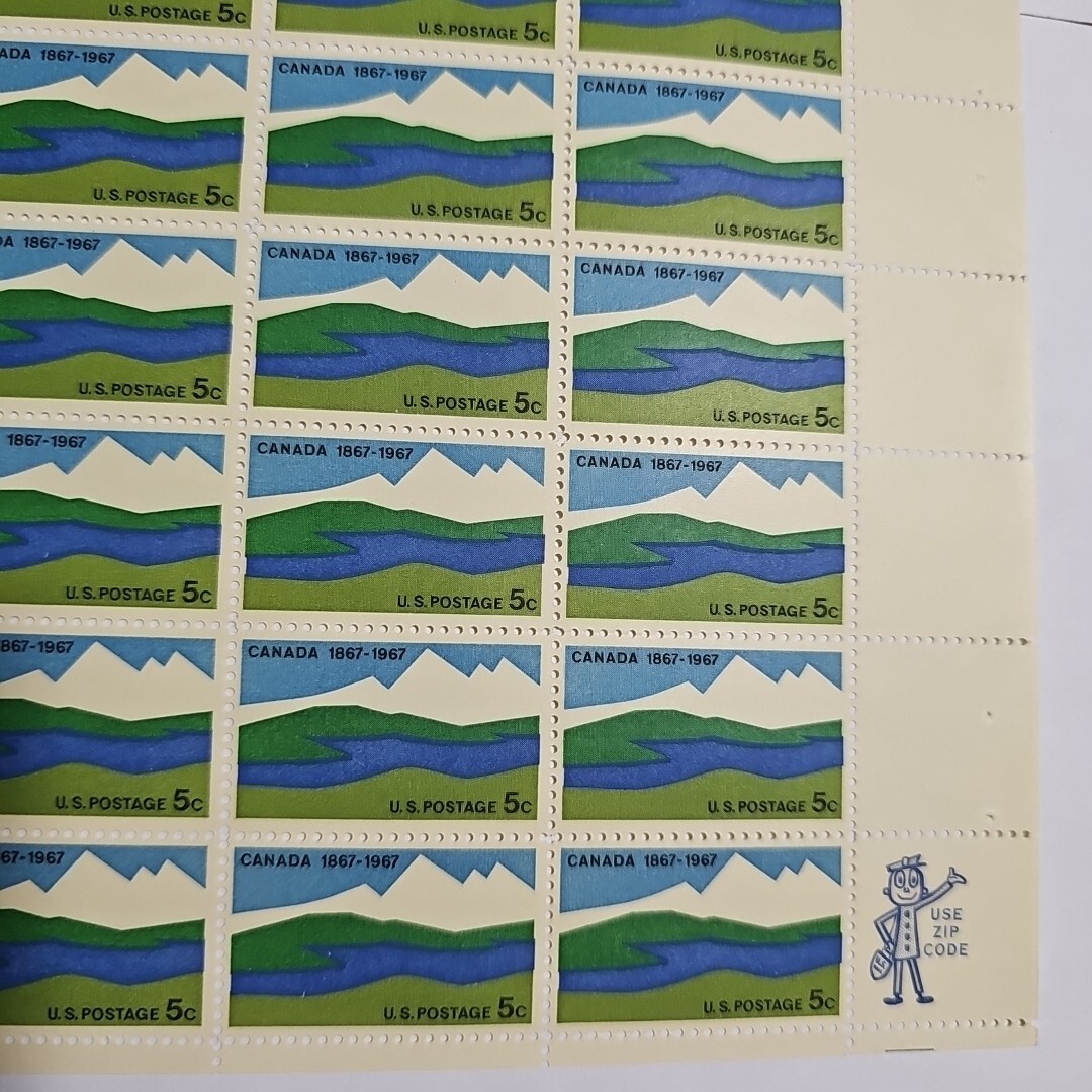 Stamp US Postage 5c 5 Cent Sheet OF 50 Stamps Canada 1867-1967