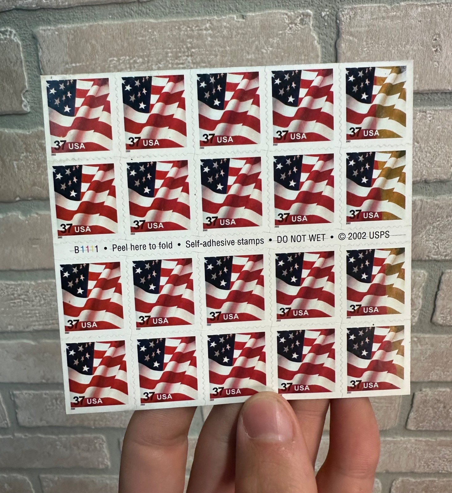 2002 American USA Flag Stamps Sheet Coil Group Missing Color Misprint