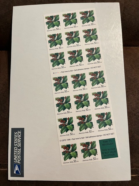 Scott #3177a. 32c American Holly booklet of 20. Sealed. MNH. free shipping
