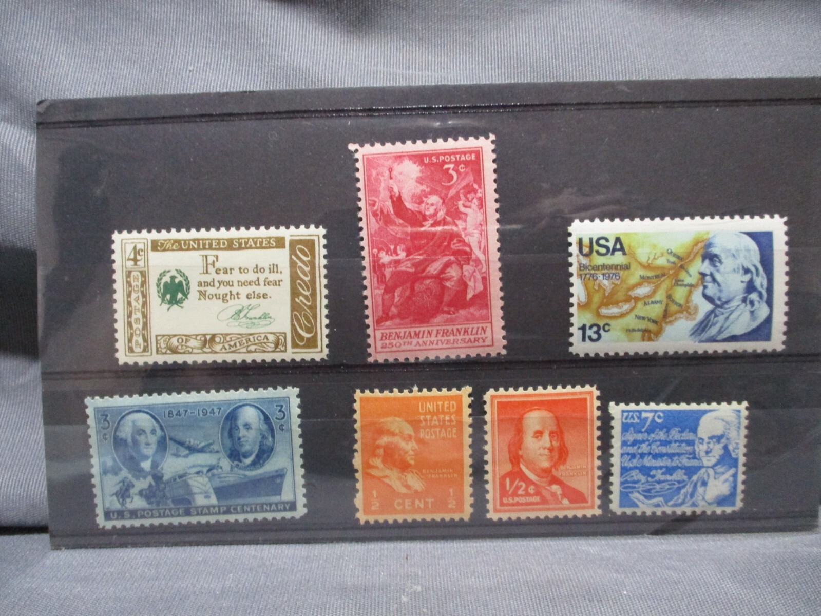 Benjamin Franklin Commemorative Stamp Set 7 Unmounted Mint half 3, 4, 7 13 cents