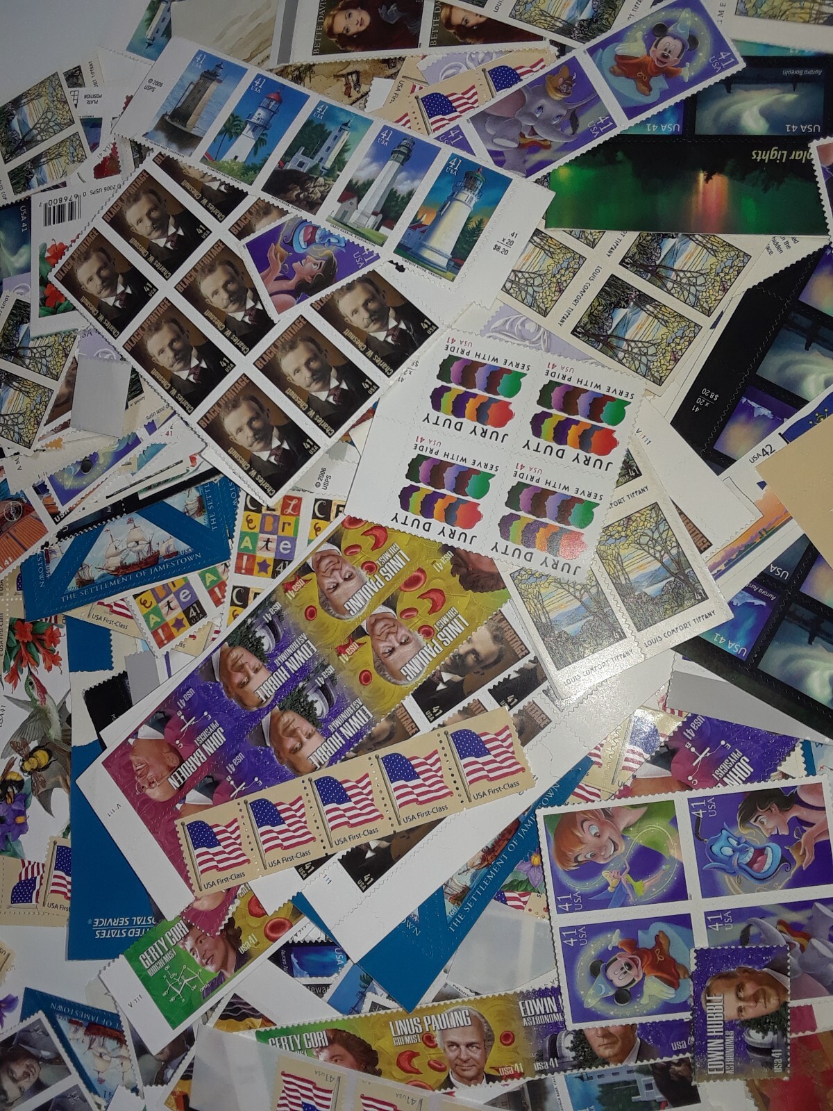 Mixed 55 of New/Usable Multiples, Strips & Singles of 41¢ US Postage Stamps USA