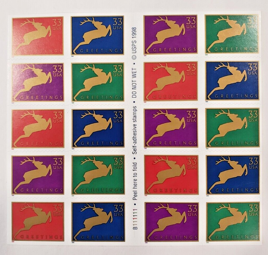 Scott #3363a: Reindeer Holiday Greetings MNH Booklet of 20 Scott 3360-63 ?