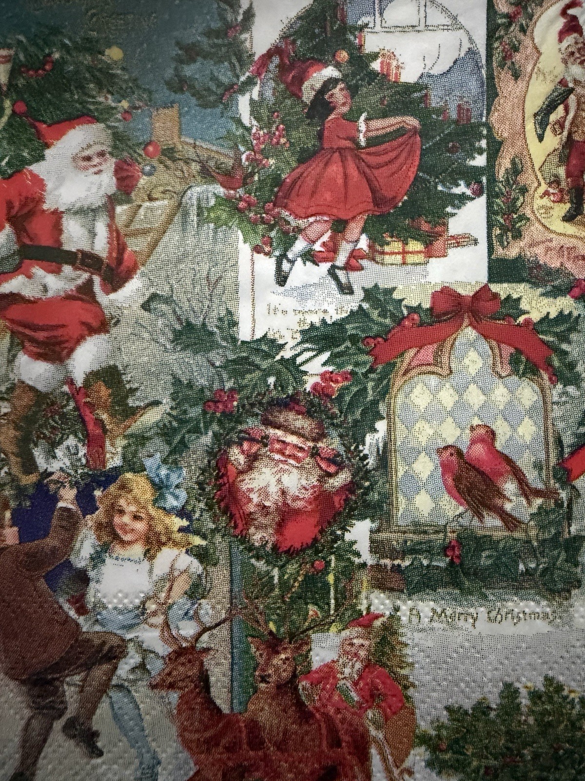 TWO Paper LUNCHEON Decoupage Napkins Christmas SANTA Vintage Retro Reindeer