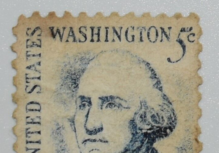 1967 US 5 Cent George Washington Stamp Blue Rare Vintage Misprint Used