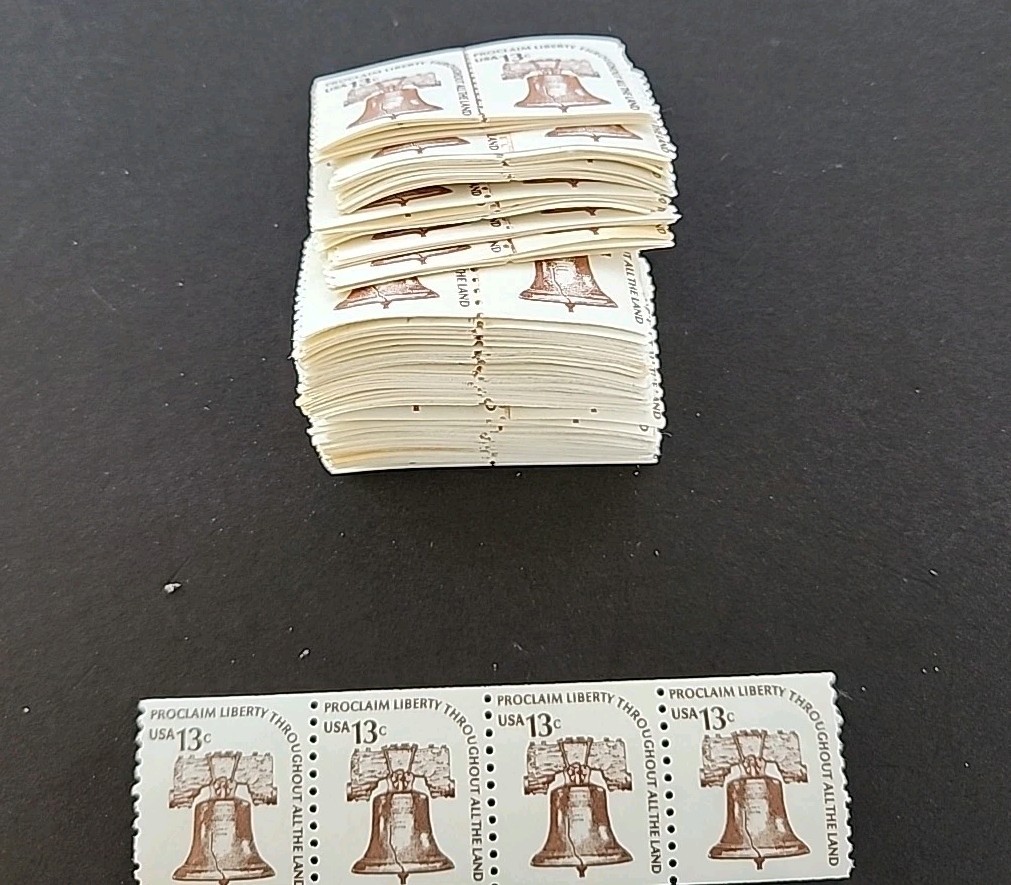 Lot Of 1855 USPS stamps. All 13 Cents. Vintage 70s. FV $241. Liberty Bell.