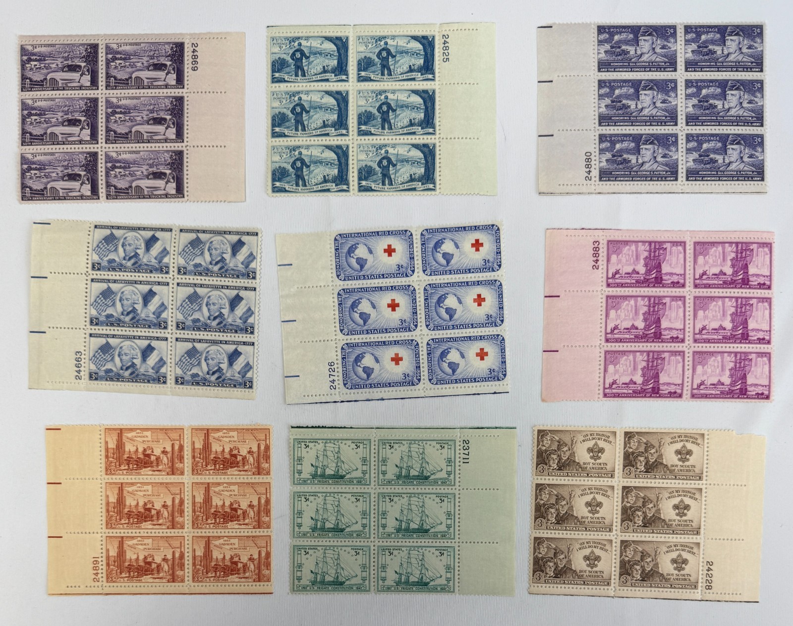 1954 US Commemorative Plate Block Collection MNH Military History