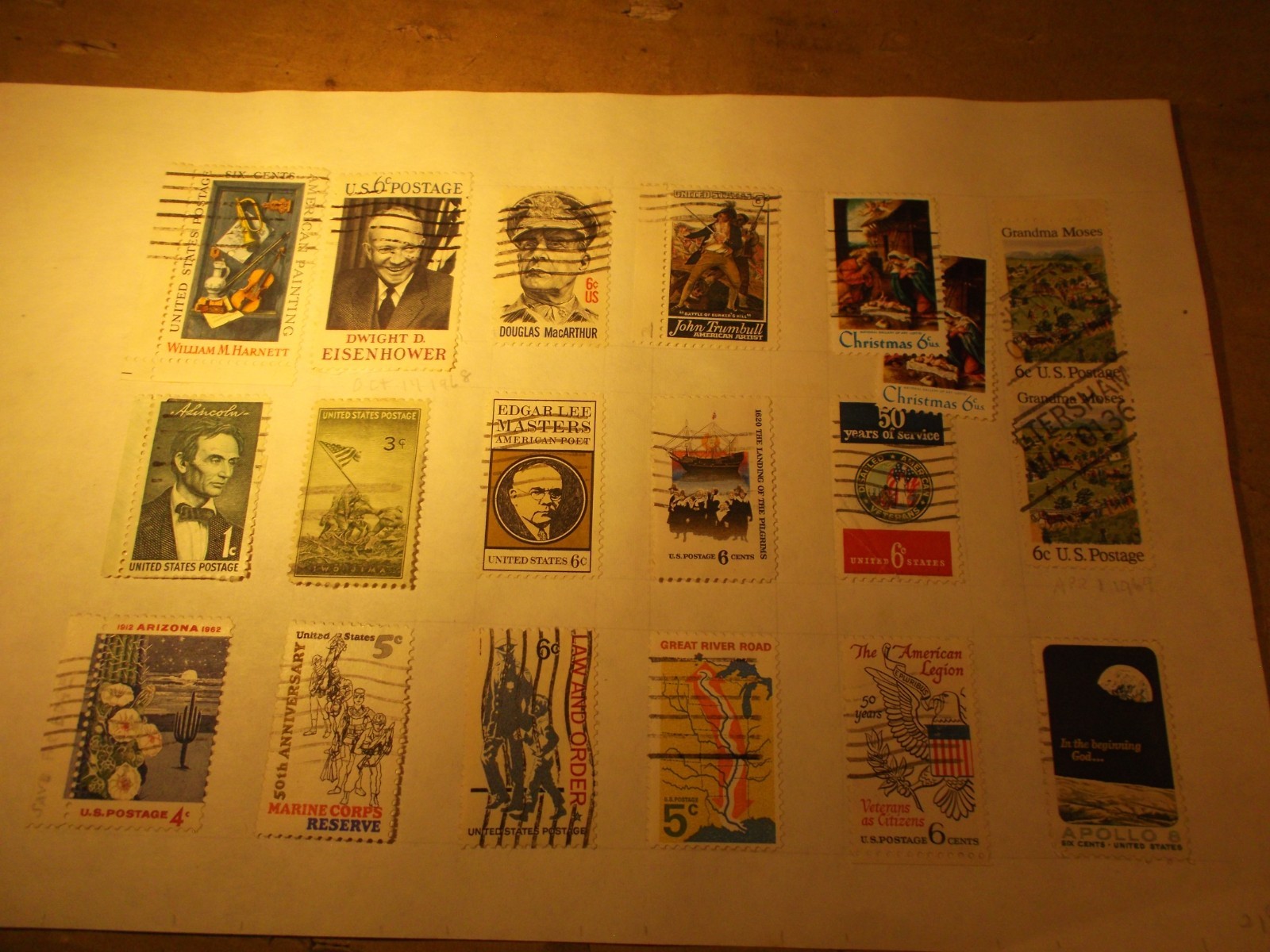 US United States Postage Stamps Over 100 on Ten Sheets. Free Shipping