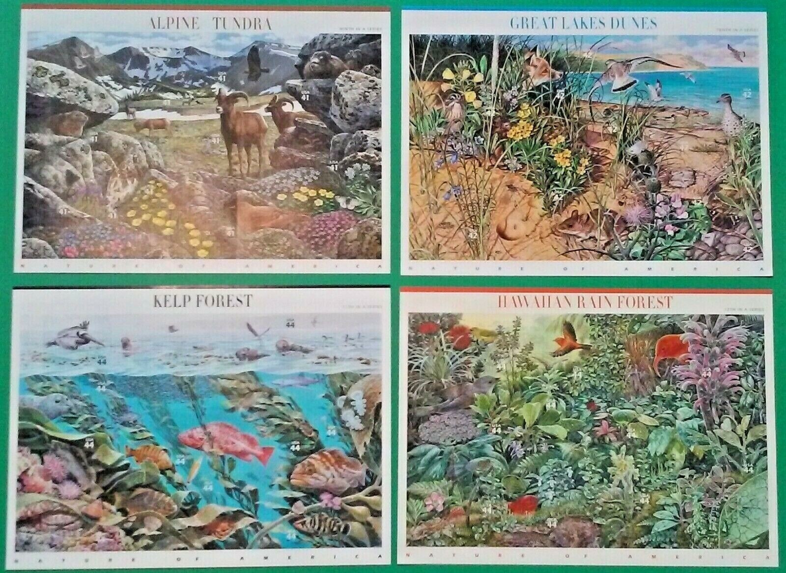 Complete Set of 12 NATURE OF AMERICA Sheets US Postage Stamps USA Sc 3293 – 4474