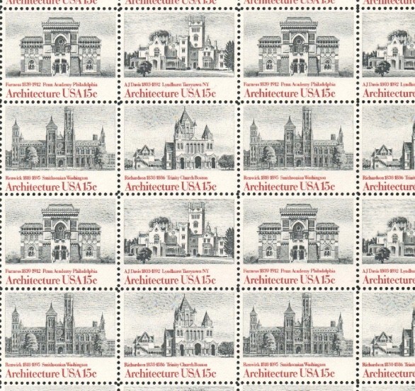 United States 15¢ American Architecture Postage Stamp #1838-41 Pack of 100