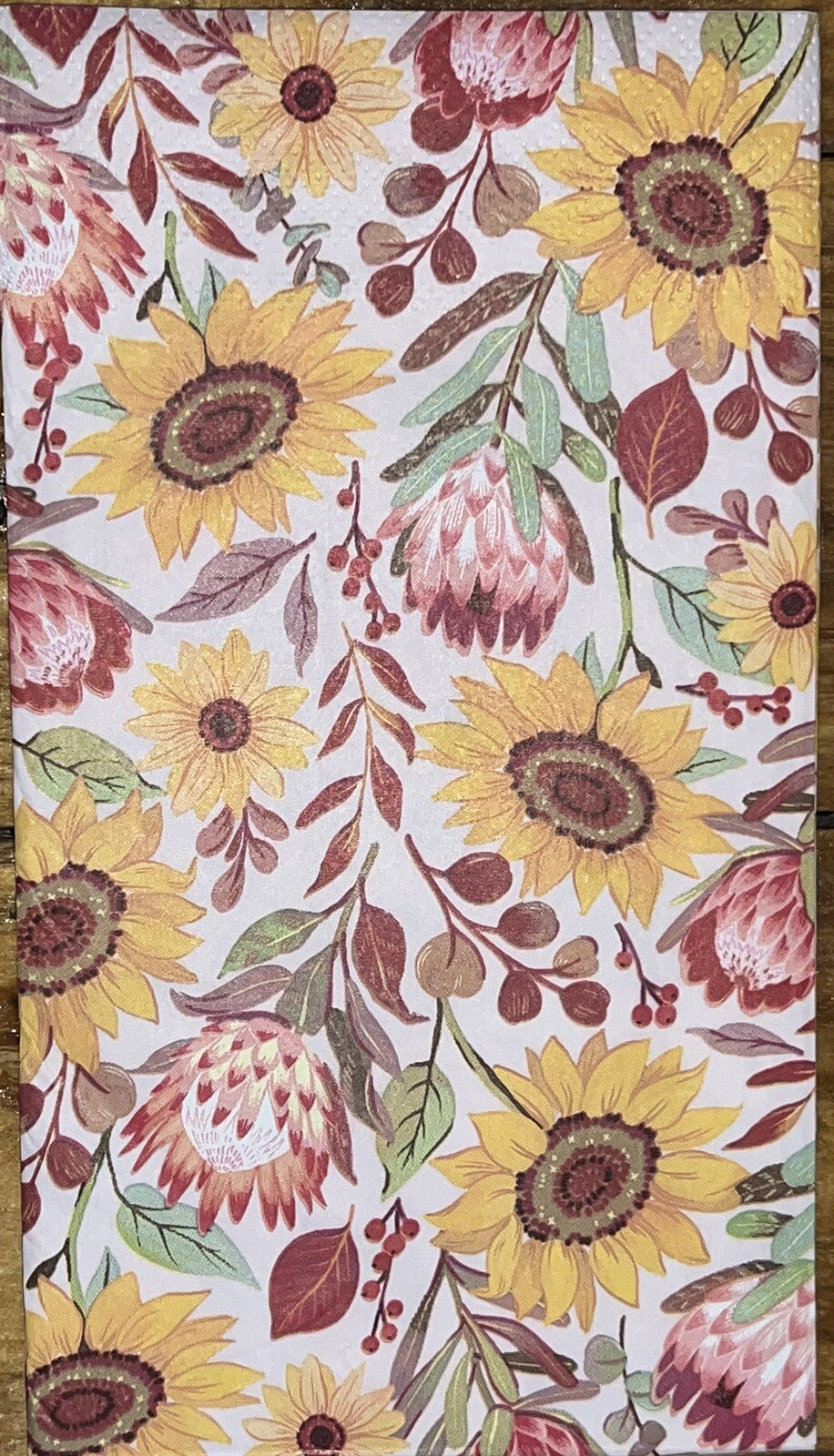 TWO Individual Sunflower paper dinner Decoupage Napkin-