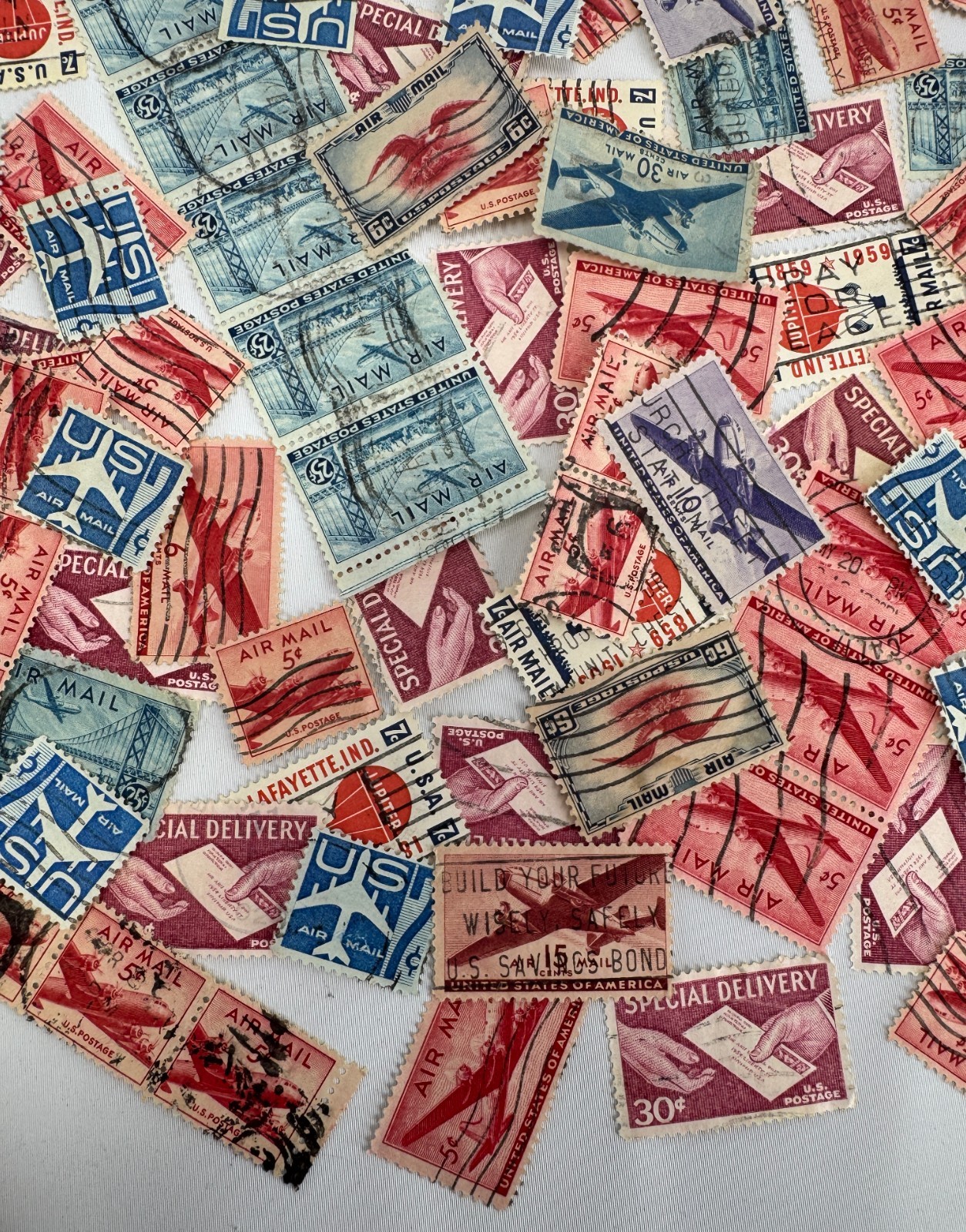 Canceled Large US Air Mail and Special Delivery Stamp Lot 1940s-1960s Used