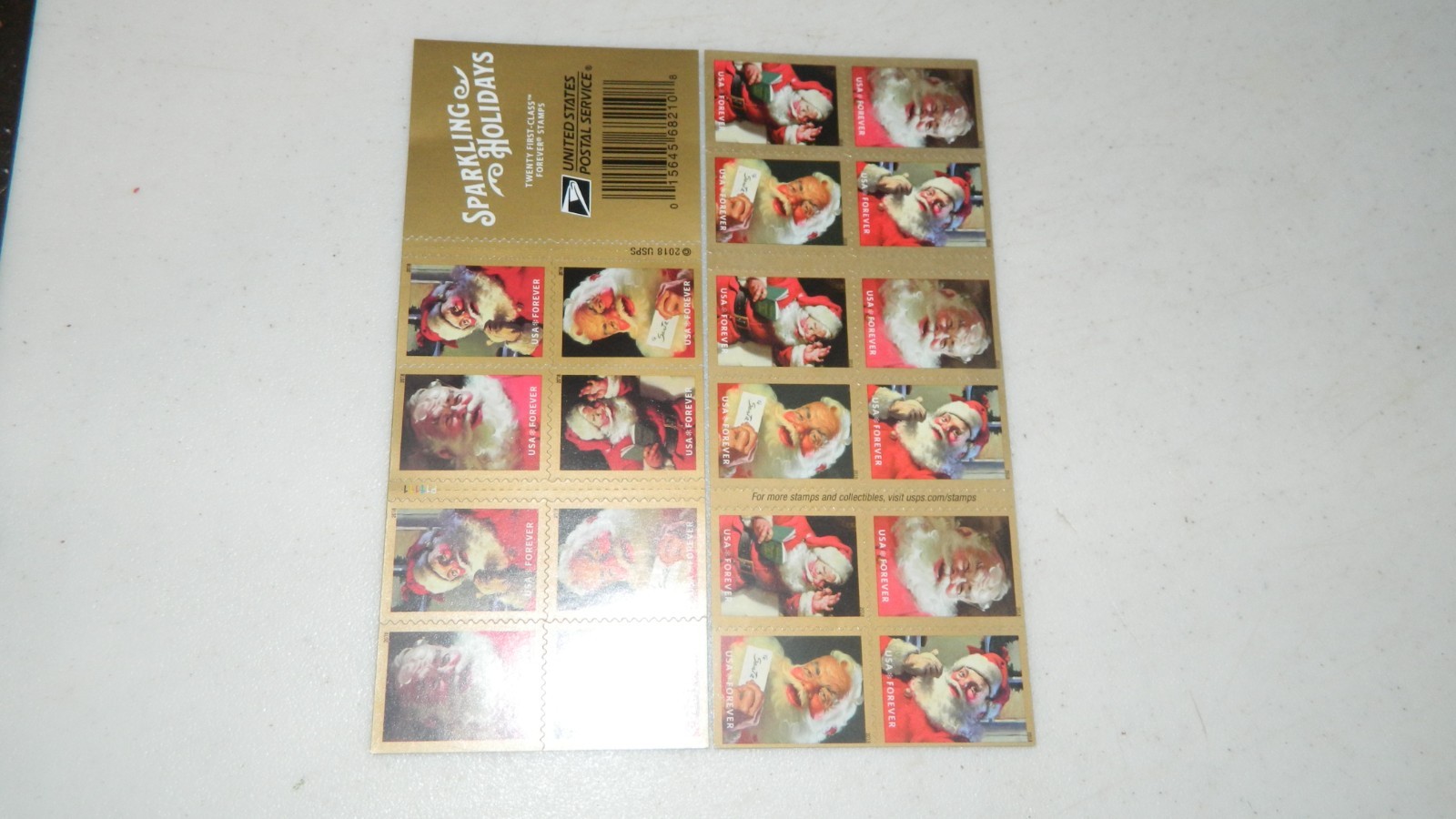 Authentic 2 sheets of 20 Sparkling Holidays Forever Stamps Santa (40) stamps