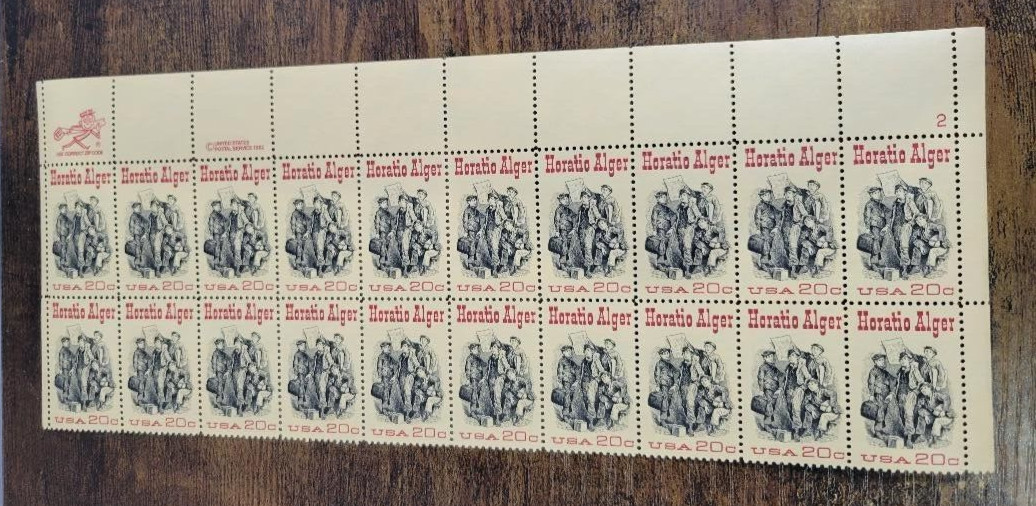 USPS Horatio Alger American Novelist 20 Cent Stamps