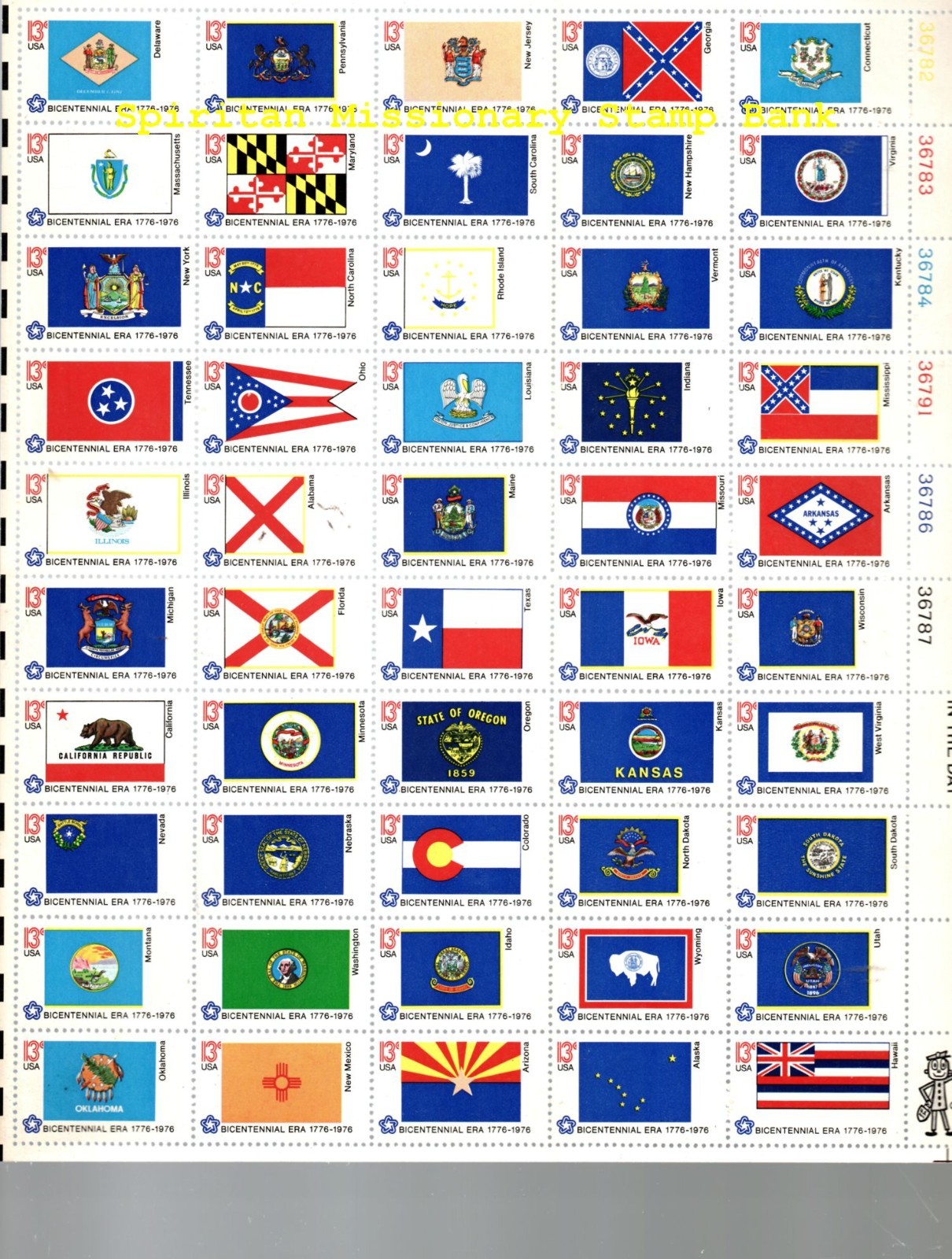 State Flags Stamps: 50 Assorted 13¢ Cancelled US Postage (14-361y)