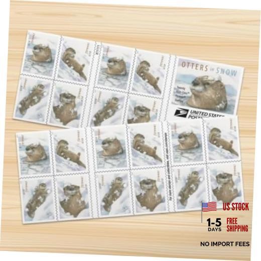 United States Postal Service Otters in Snow Postage Stamps (1 Booklet of 20