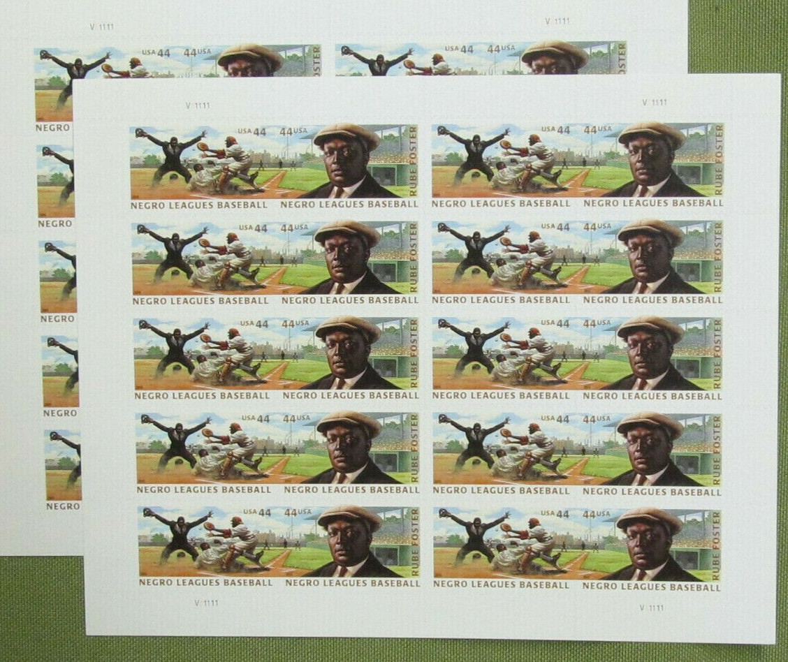 Two Sheets x 20 = 40 of NEGRO LEAGUES BASEBALL 44¢ US Stamps USA Sc # 4465-4466