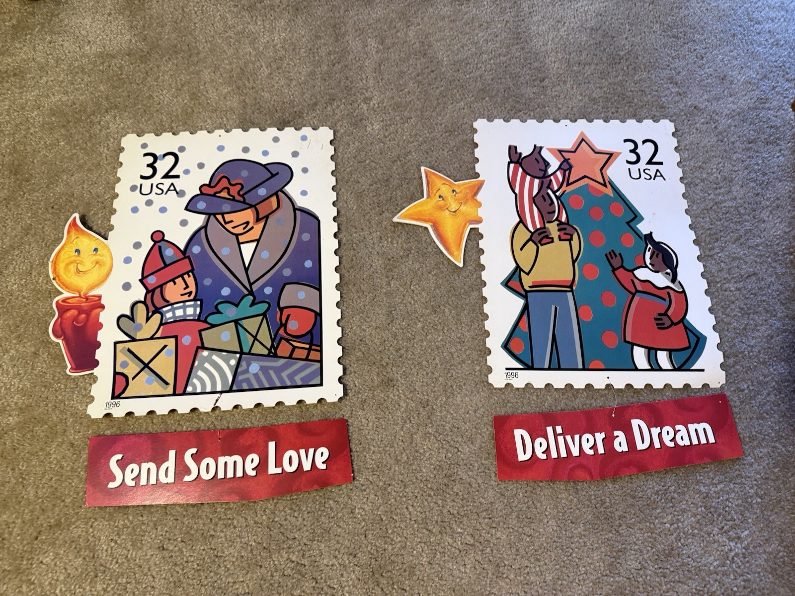 RARE USPS Stamps 1996 Christmas Family Hanging Advertisement Poster