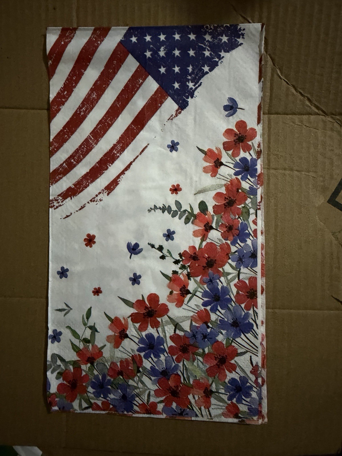 Three Individual paper dinner Decoupage Napkins Red/White/Blue Flag 4 Th Of July