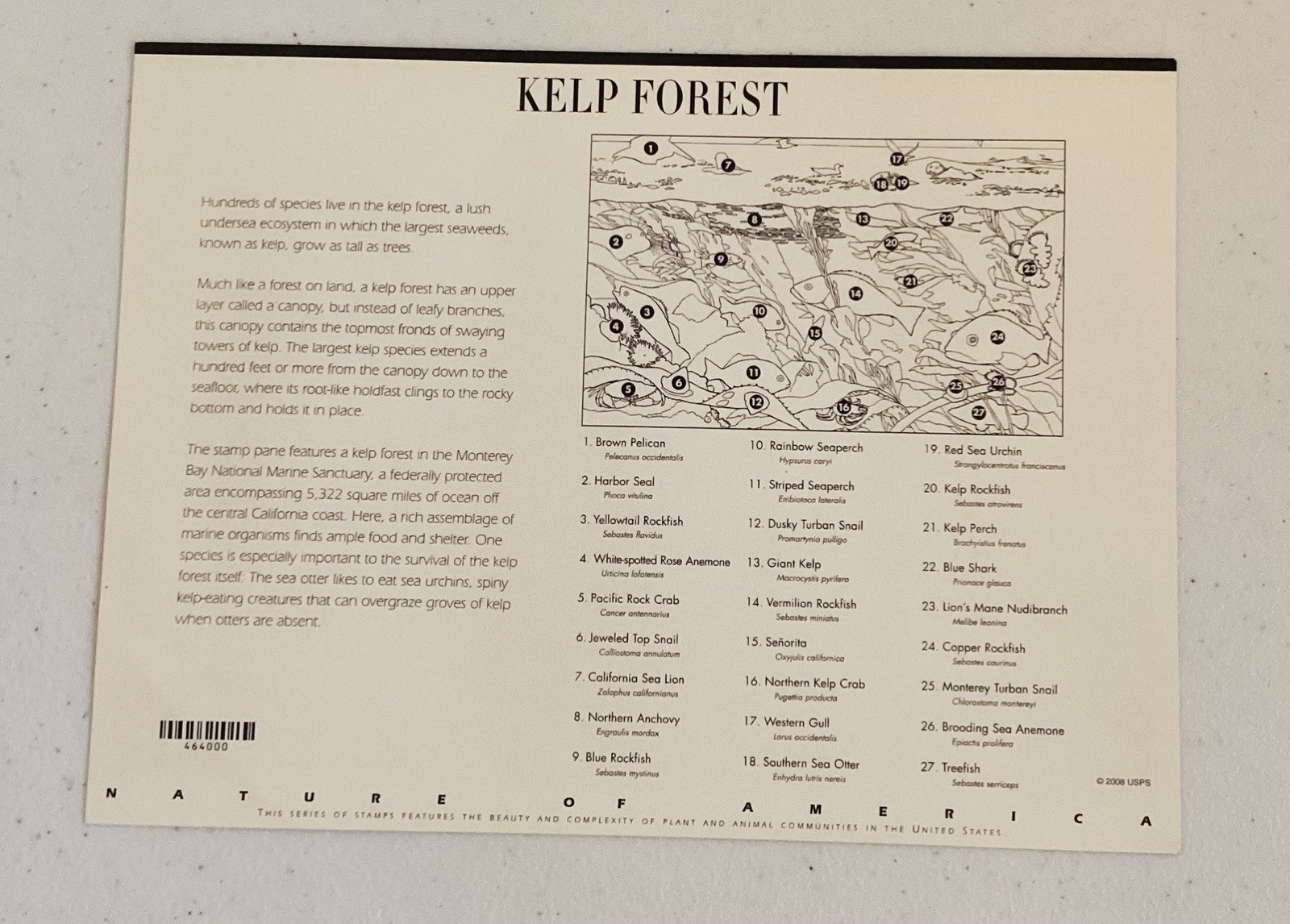 Scott #4423: Kelp Forest MNH Sheet. 44 cent stamps sheet of 10 stamps