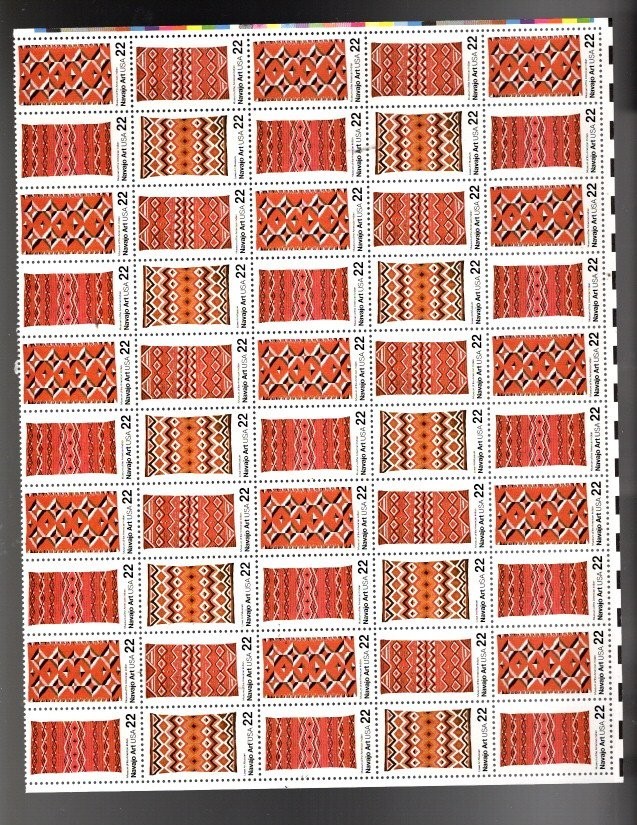NAVAJO ART–Page of 50 Collectible Stamps–FREE SHIPPING
