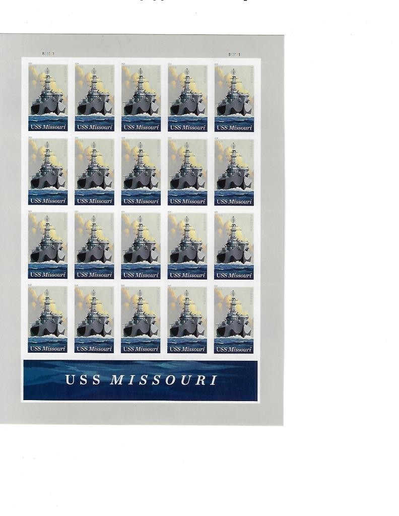 US SCOTT 5392 PANE OF 20 USS MISSOURI STAMPS FOREVER MNH