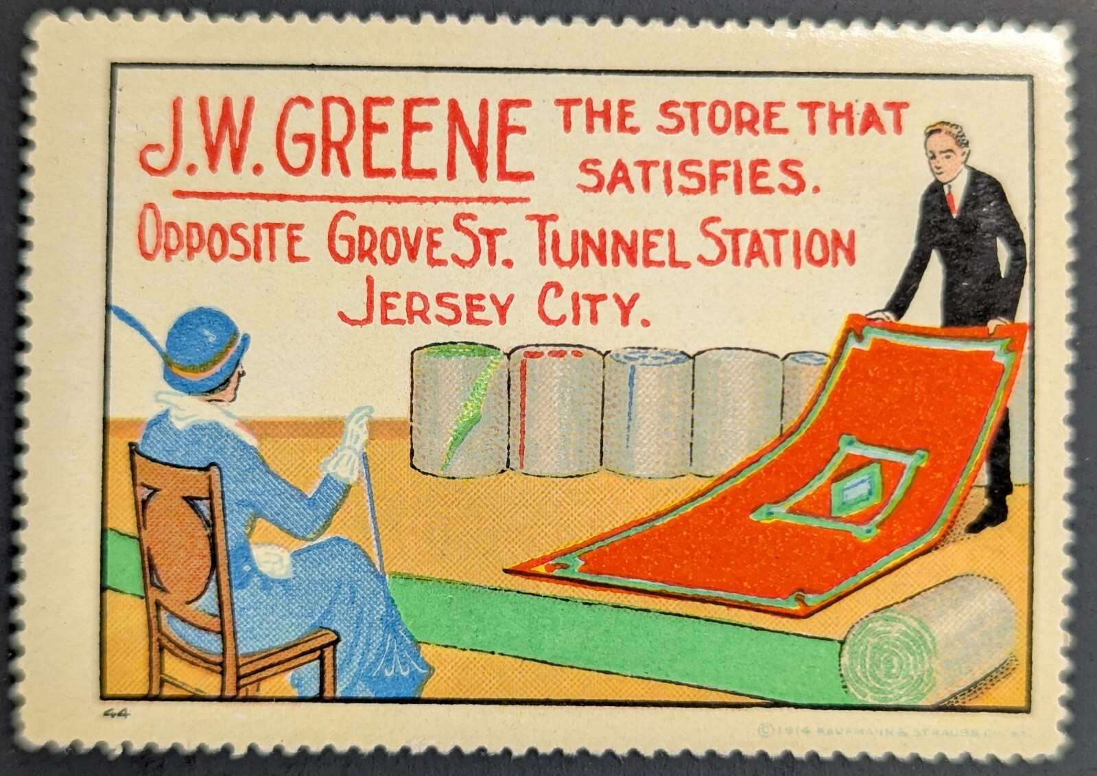 Vintage JW Greene Store Rugs Jersey City Poster Stamp