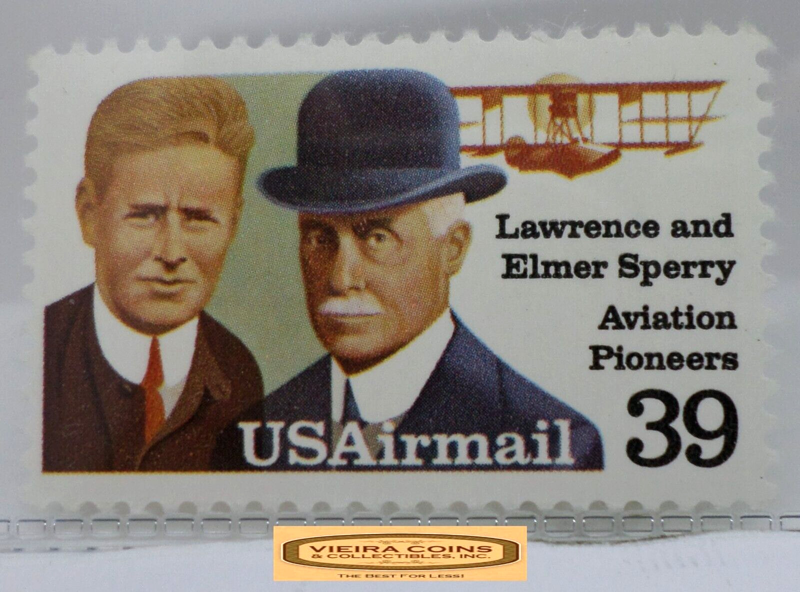 USA Airmail Lawrence and Elmer Sperry Aviation Pioneers 39 Cents Stamp #S41419NQ