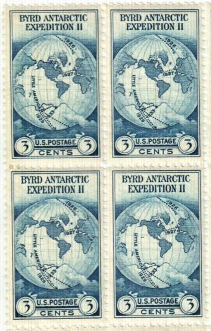 Byrd Antarctic Expo 2–BLOCK OF 4 COLLECTIBLE UNUSED 1933 STAMPS–FREE SHIPPING