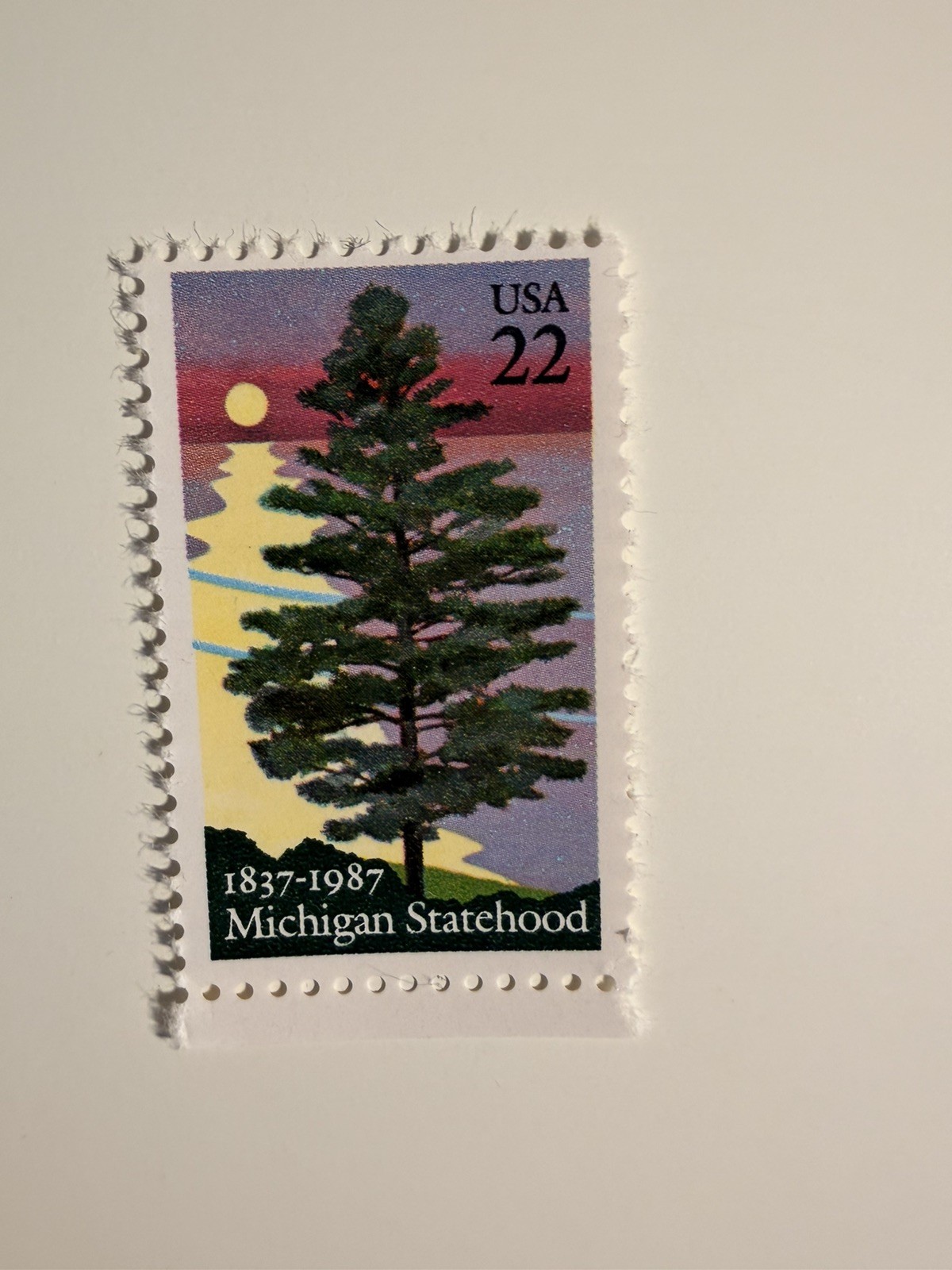 1987: 22 Cents, Michigan Statehood, Scott #2246 – Vintage USA Stamp