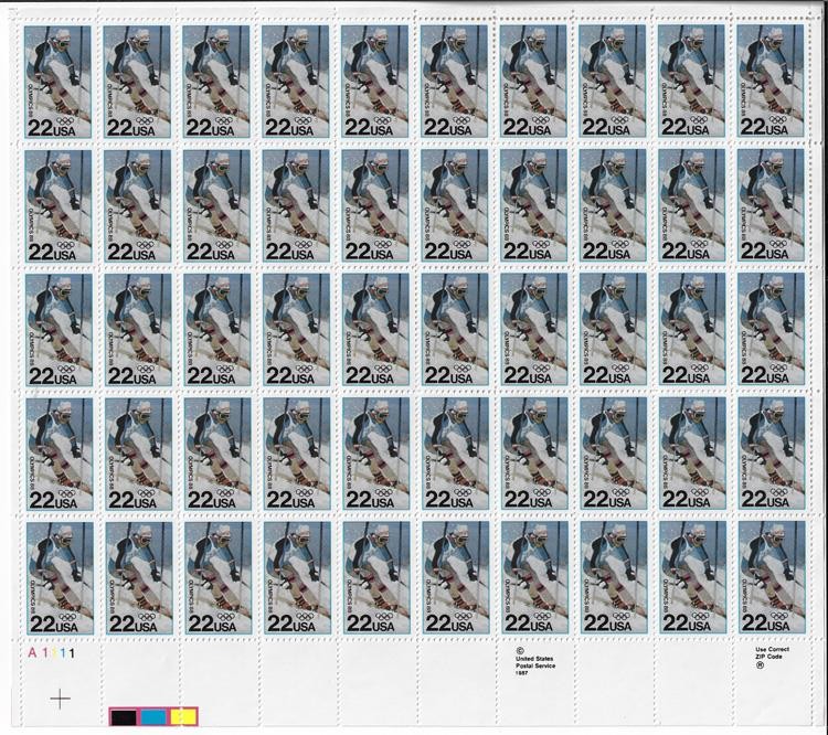 US SCOTT 2369 SHEET OF 50 WINTER OLYMPICS STAMPS 22 CENT FACE MNH