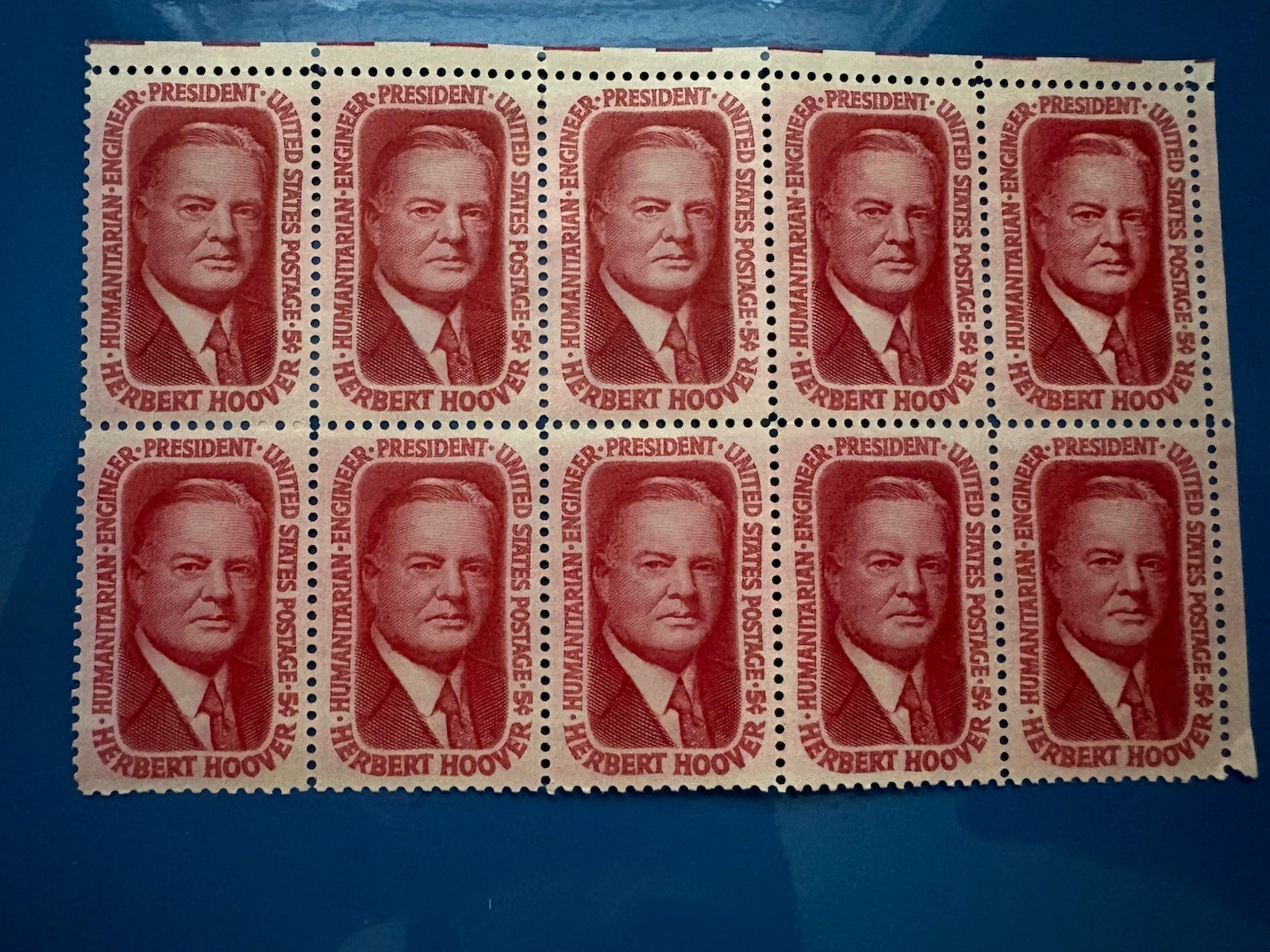 US 1965 Herbert Hoover 5c Block of 10 MINT w First Day Cover/Scott #1269