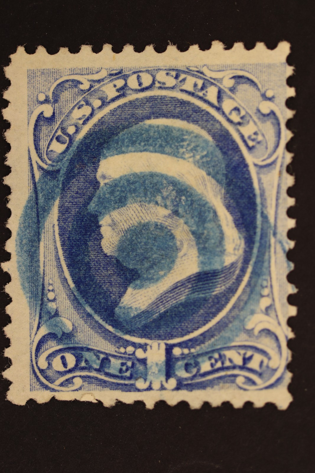 UNITED STATES POSTAGE STAMP 1 CENT #156 BLUE INK BULLSEYE FANCY CANCEL US