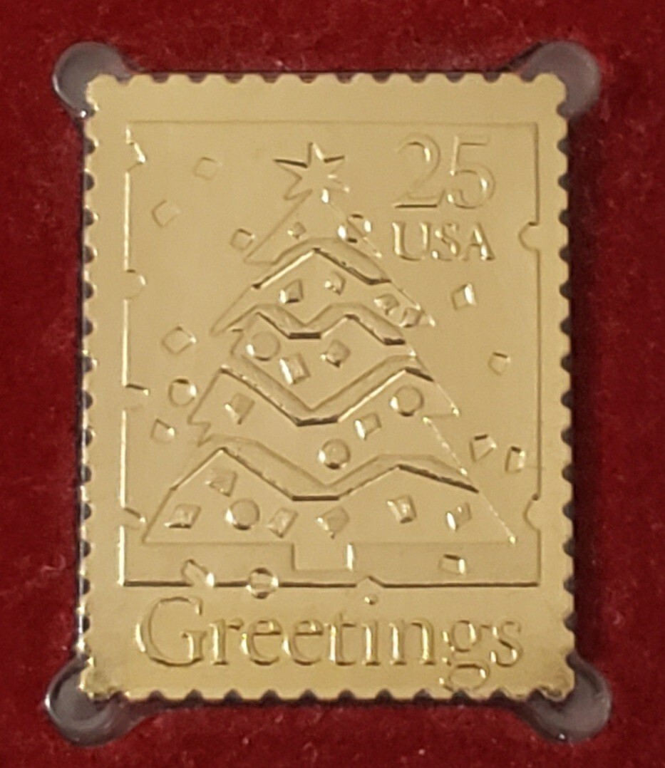 CHRISTMAS 1990 TRADITIONS 1ST DAY ISSUE USPS 22KT GOLD STAMP RARE VINTAGE