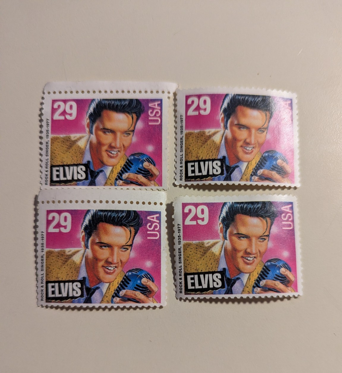 USPS Four (4) Elvis Presley 29 Cent Commemorative Stamps 1993