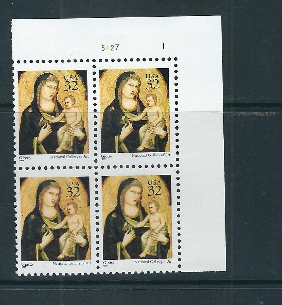 USA SC # 3003 Madonna And Child By Giotto. Block Of 4 Plate Number . MNH