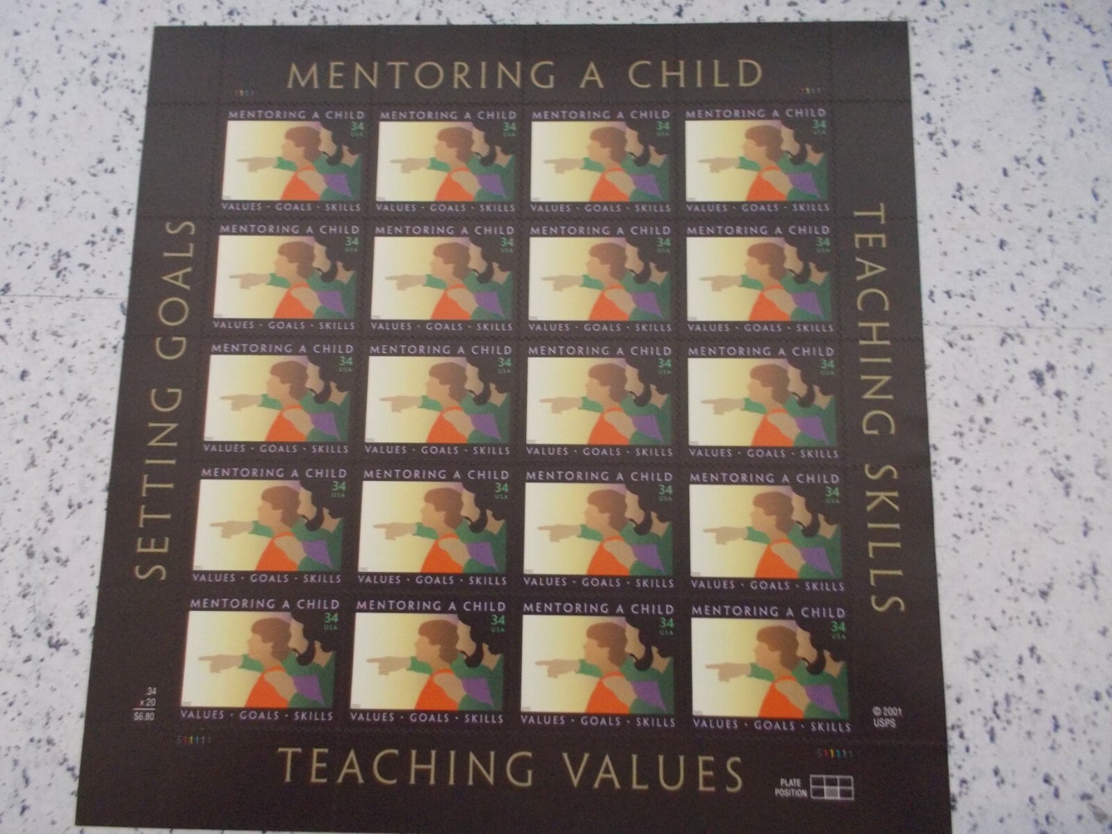 #3556 MENTORING A CHILD 20 34 CENT STAMPS 2001/2002 Free Shipping